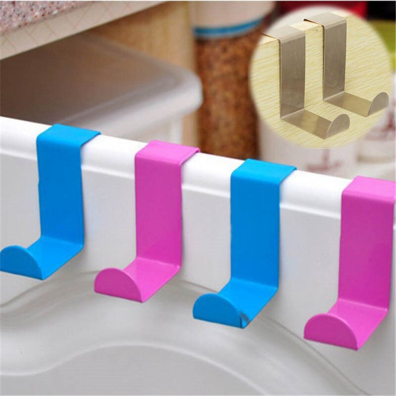 Fad Z-type color door back hook stainless steel nail free traceless door hook door back s clothes hook 2 sets