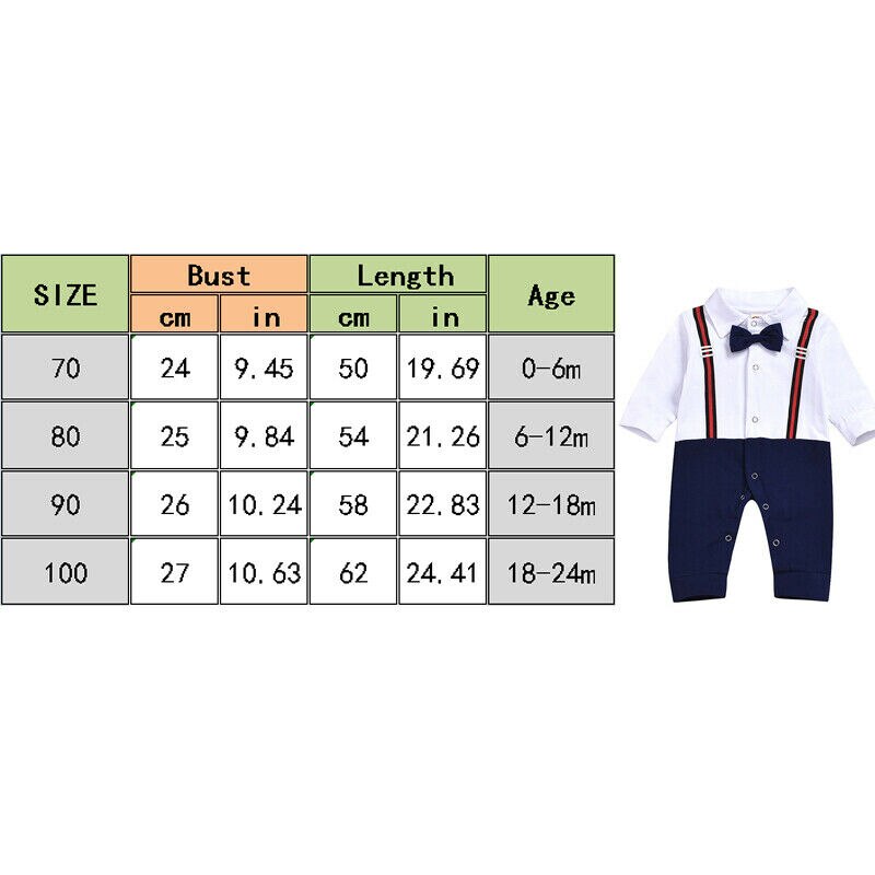 Kids Baby Jongens Gentleman Kleding Lange Mouw Knop Katoen Strik Jumpsuit Romper Herfst Outfits 0-24M
