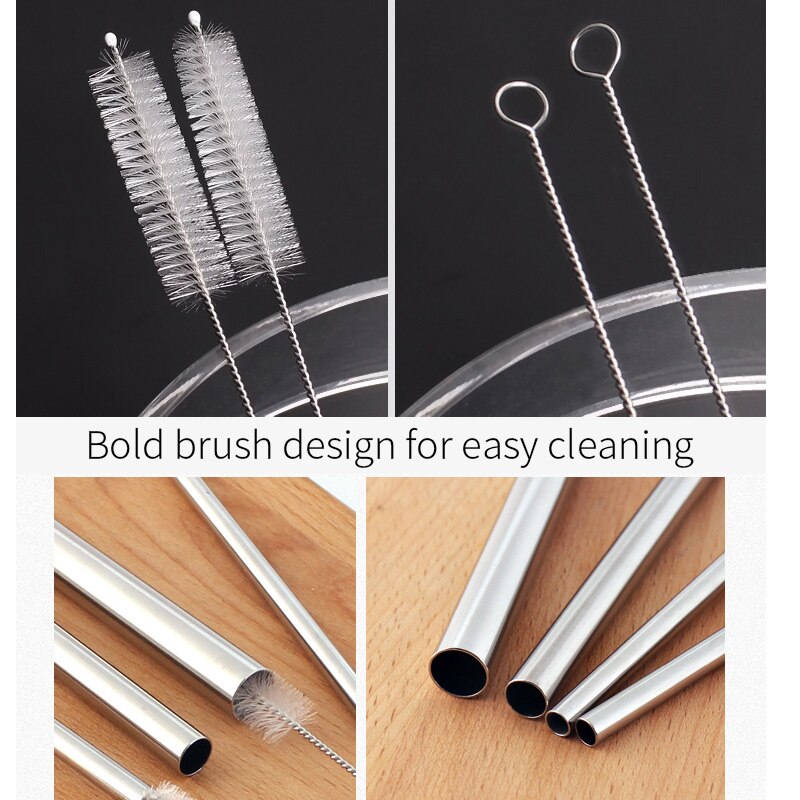 3Pcs Extra Wide Straw Reusable Stainless Steel Drinking Straw Metal Straw For Smoothies Tapioca Pearls Milk Tea Juice Bar Tools