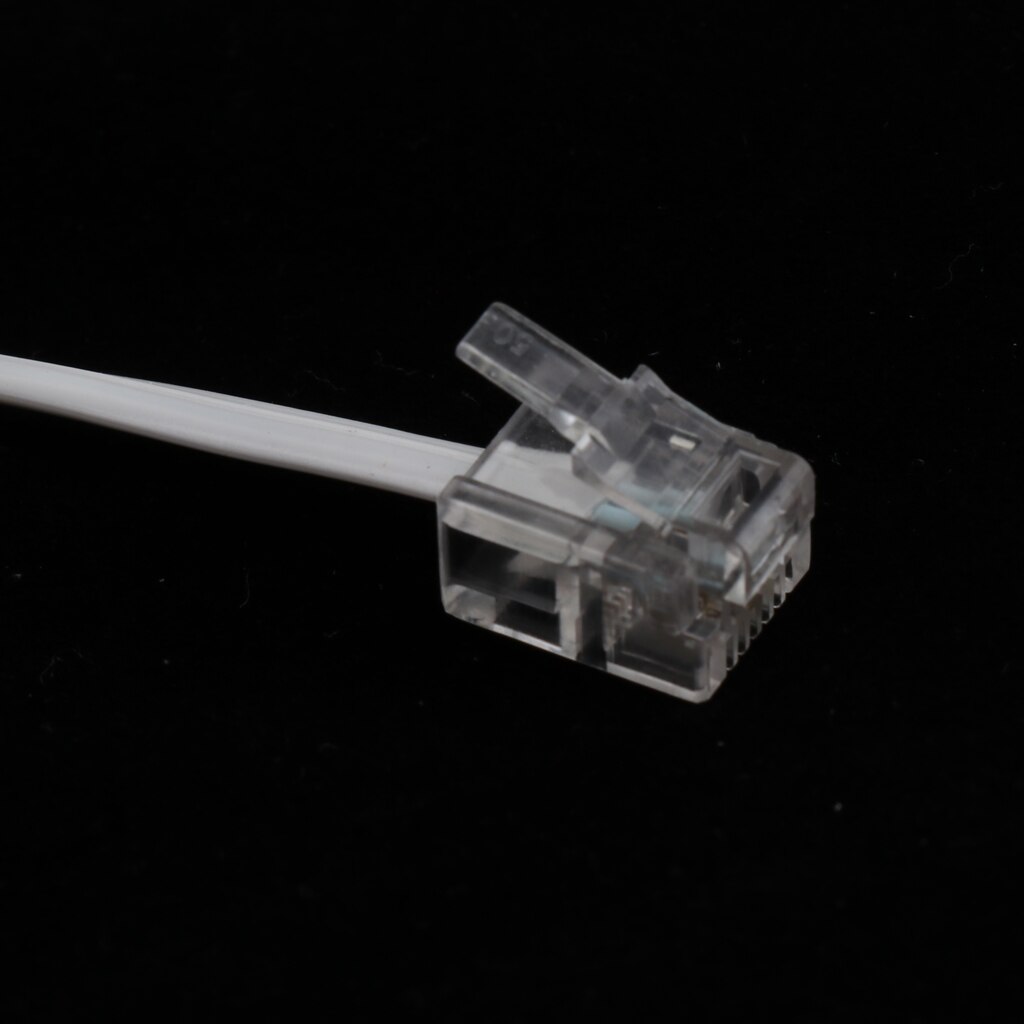 White RJ11 6Pin 2C Modular Telephone Extension Phone Cord Cable Line Wire