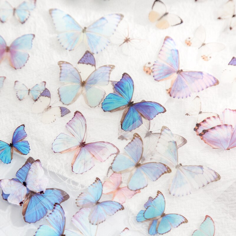 3 pcs Beautiful Butterfly Stickers Adhesive Diy Transparent Stickers Decor Srapbooking Diary Ablum Decorative Stickers