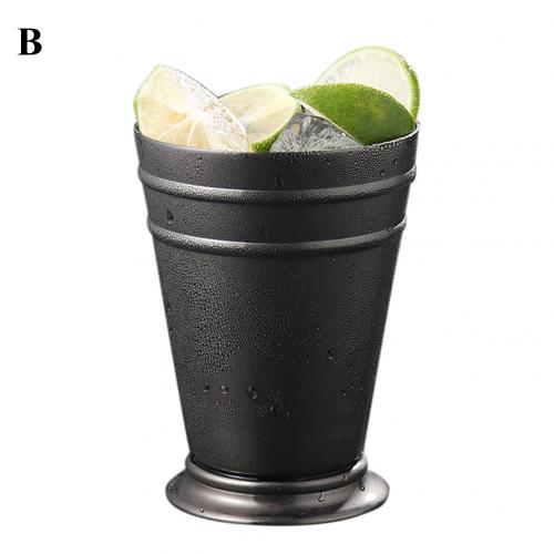 360ml Stainless Steel Rust-proof Mojito Mint Julep Cup Bar Party Beer Cocktail Drink Mug Easy to Clean: B Black