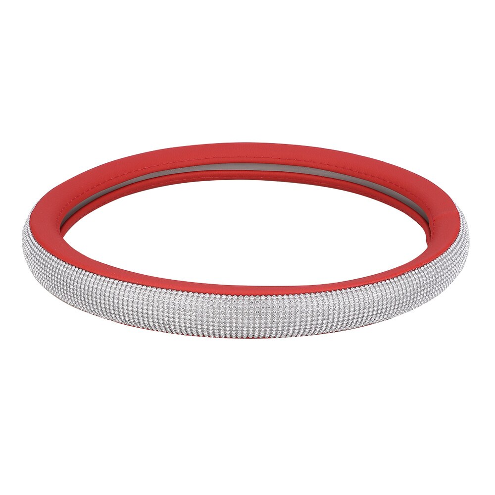 Fashionable Rhinestone Car Steering Wheel Cover Anti-slip Wheel Sleeve Protector (Black Leather + White Diamond): Picture 3