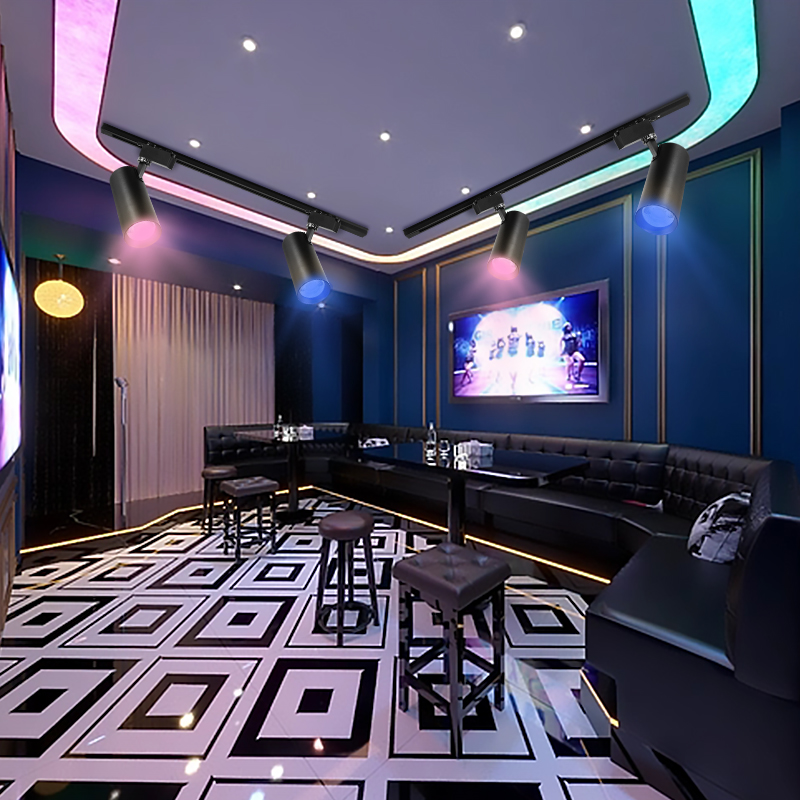 Rgb-railverlichting met led's in 7 kleuren, podiumverlichting, armatuur, plafondspot met 220v rails, led-spots, neonbar, ktv-topdecoratie, railverlichting