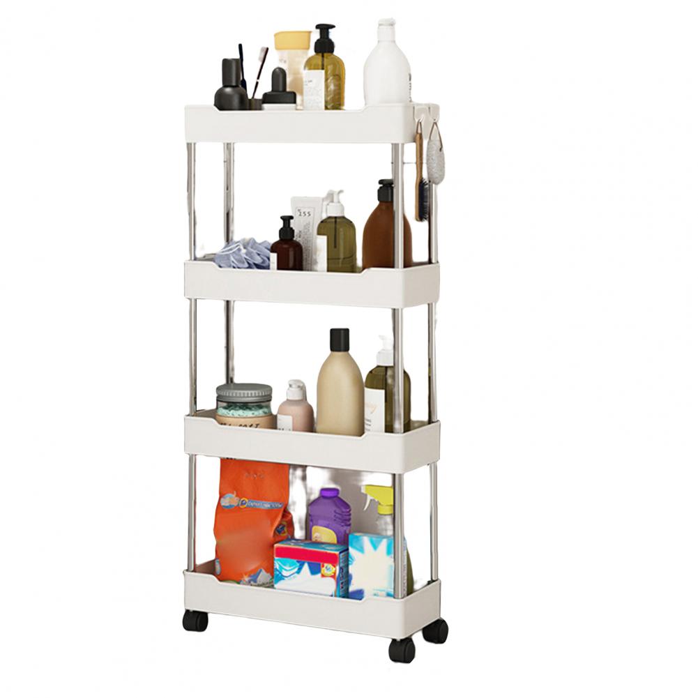 Convenient Storage Cart Strong Load-bearing Storage Shelf 3/4-Tier Organize Slide Out Rolling Rack with Wheels: black