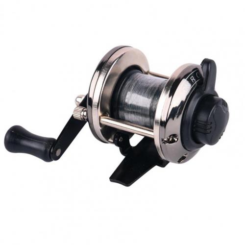 Rueda de tambor de pesca de Metal, herramienta de aparejos de pesca con línea, ahorro de trabajo, Mini arrastre, carrete de pesca en hielo, rueda giratoria ajustable: Negro