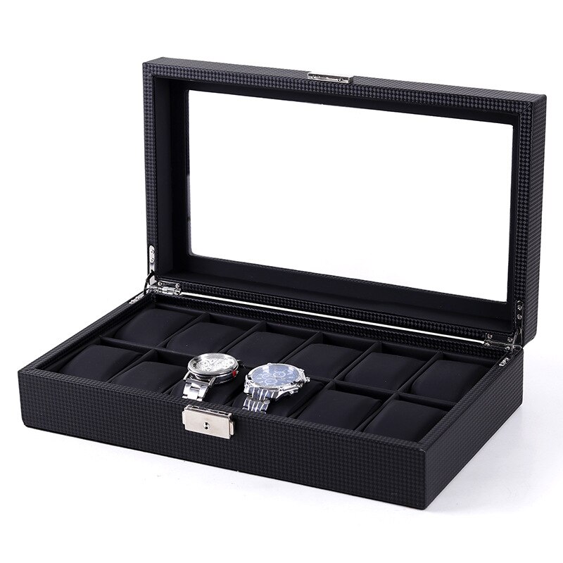 6 / 12 Slots Luxury Watch Box Woven PU Leather Watch Boxes Storage Organizer Box Jewelry Storage Display: 12 Slots