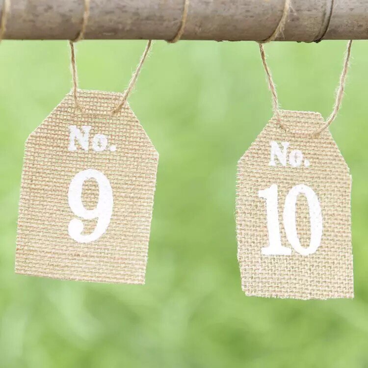 NO.1 to NO.10 jute Hessian burlap Table Number table cards rustic wedding decoration centerpieces mint green party supplies