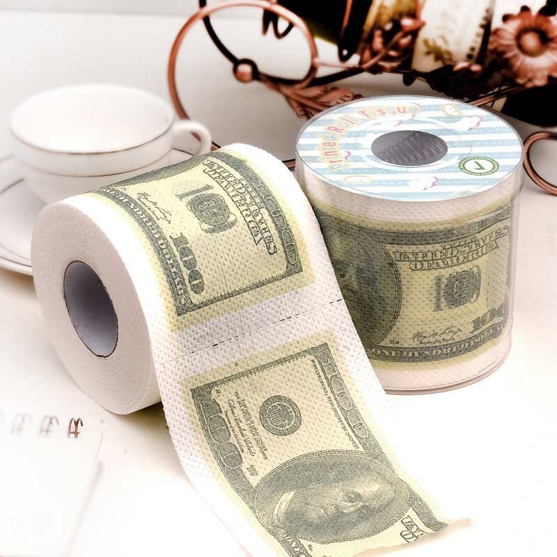 Rollos de papel higiénico con estampado de dólar europeo, graciosos números de bromas, papel de papel higiénico de Humour, papel de baño suave de 2 capas
