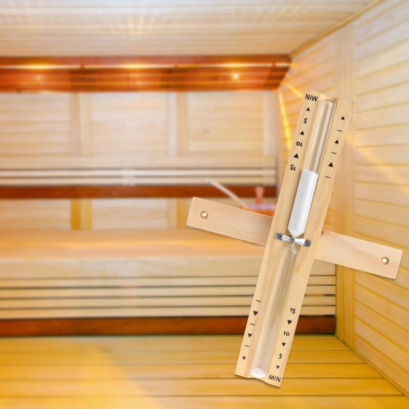 Vægmonteret roterende sauna timeglas hvidt sand timer 15 minutter