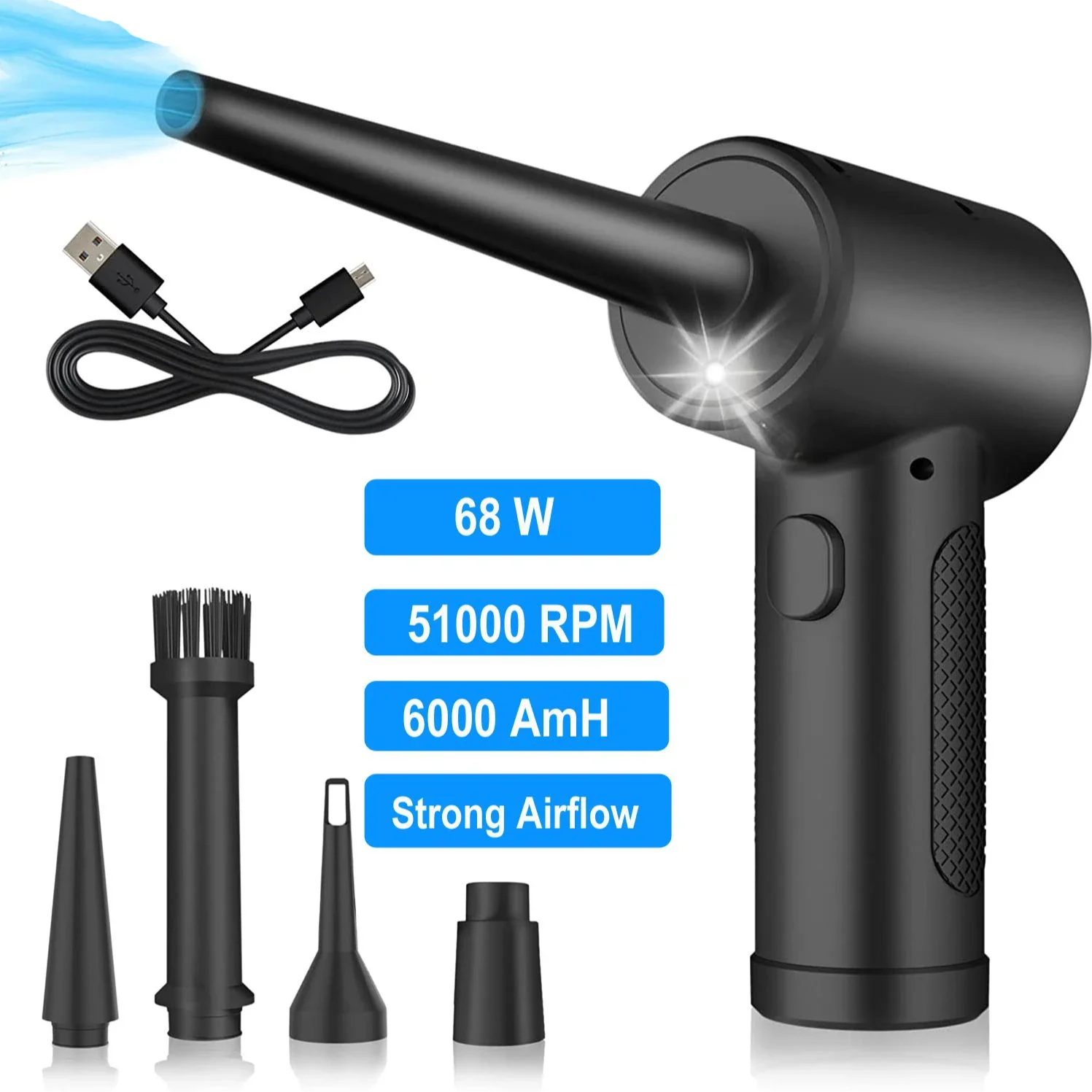 Xiaomi- plumero de aire comprimido, teclado de ordenador, limpieza de coche, 51000 RPM, carga USB, soplador de aire inalámbrico eléctrico portátil para desempolvado: Default Title