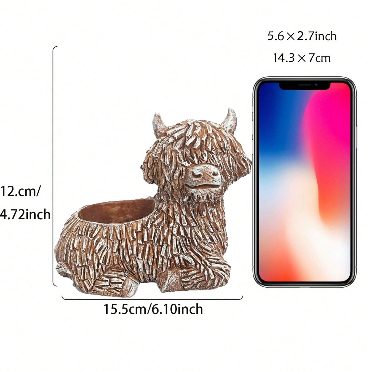 Donica z żywicy w kształcie jaka szkockiego, dekoracyjna donica na sukulenty, robić użytku wewnątrz i na zewnątrz, robić salonu, na stół, ozdoba ogrodowa, unikatowa.: Default Title