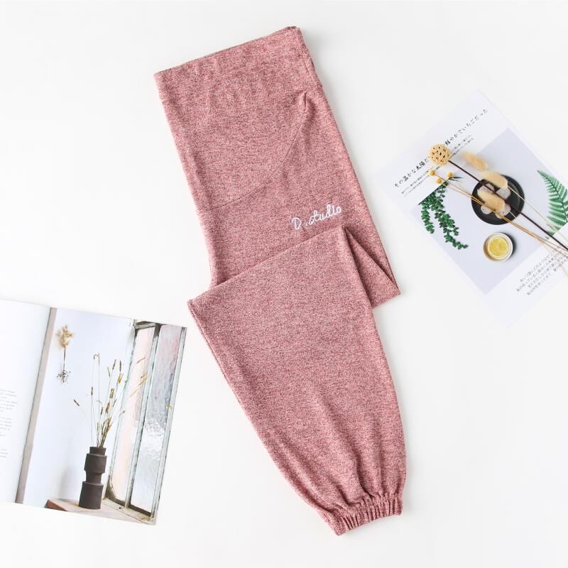 Maternity Harem Pants Casual Home Anti-mosquito Sleep Pants Pregnant Women Elastic Waist Belly Ankle Trousers Pregnancy Clothes: Red / XL