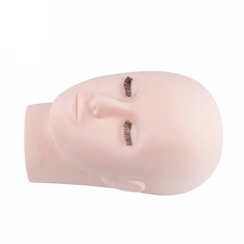 Cabeza de maniquí para pestañas, cabeza de muñeca para formación con extensión de pestaña Real, maniquí de entrenamiento, cosmetología, cabeza plana
