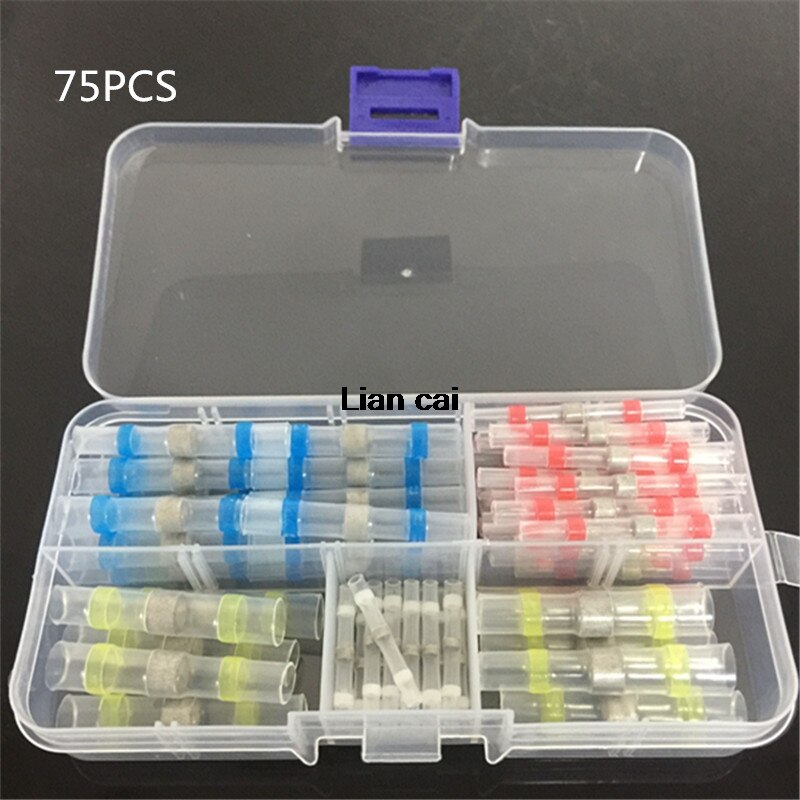100/75/50Pcs Electrical Wire Connectors Insulated Solder Sleeve Tube Heat Shrink Sorder Terminal Waterproof Butt Connectors Kit