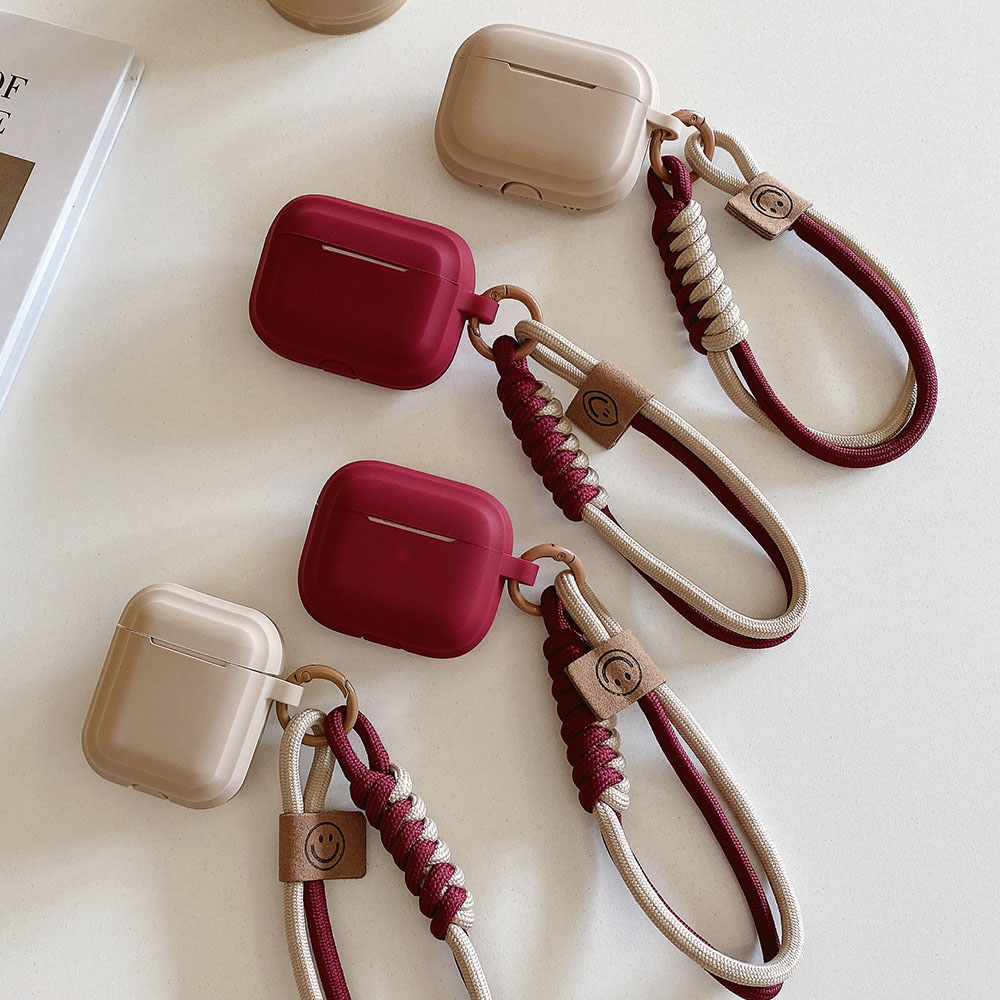 Funda de silicona suave Simple con correa de mano sonriente para auriculares Apple Airpods 4 1 2 Pro 3 Funda protectora inalámbrica Bluetooth