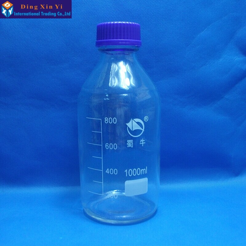 1000ML Clear glass reagent bottle with blue screw cap transparency laboratory reagent bottle lab glassware