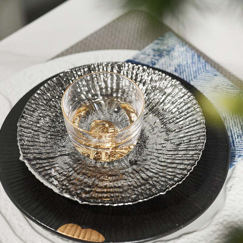 Chinese Style Model Room Restaurant Tableware Set Black And Gold Dining Table Display Set Embossed Flat Plate