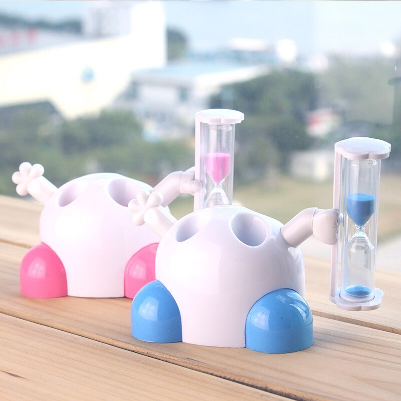 1pcs Cartoon Timer Countdown Toothbrush Holder for Children Hourglass Ornament Plastic Bathroom Accessories