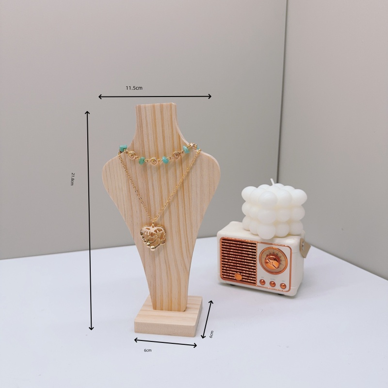 Maniquí de madera para collar, colgante, cadena, joyería, busto, soporte de exhibición para cuello, tipo jarrón, colgante para collar, escaparate: Blanco