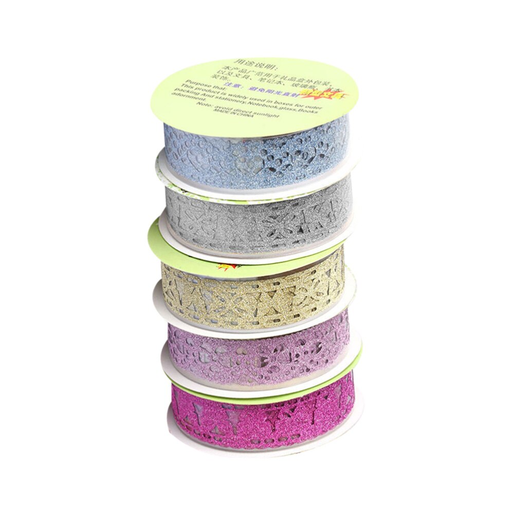 5Pcs Holle Kant Tape Decoratieve Tape Sticky Exquise Bud Zijde Tape Voor Diy Ambachten (Zilver, golden, Sky Blauw, Rosy En: Default Title