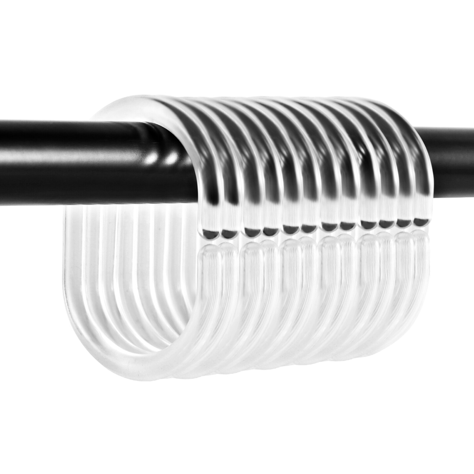 12pcs/Set Transparent Plastic C Shape Bath Drape Shower Ring Loop Bendable Bathroom Curtain Hooks shower curtain accessories: Default Title