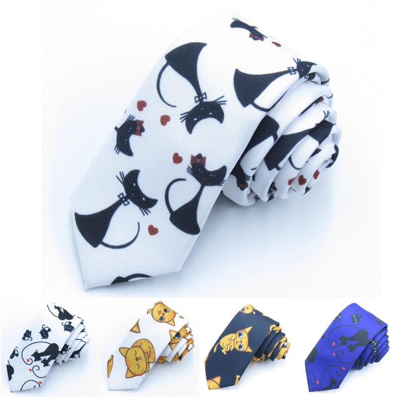 ! corbata para hombre Skinny de 6 cm, corbata de dibujos animados con de gato, corbata delgada, corbata de Jacquard, corbata celebración boda informal a la para hombre