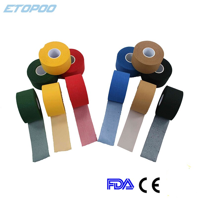 5rolls/lot 3.8cm*9.14m Strapping Tape Sports Protect Rigid Tape Leukotape Color Cotton Protective Gear Fixing Australia Tapes