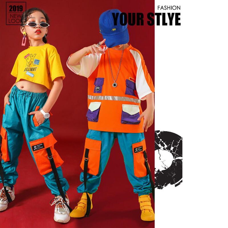 Dla dzieci Hip Hop odzież dla dziewcząt chłopców Crop Tank Tops Jogger długie spodnie taniec jazzowy nosić kostium tańca towarzyskiego ubrania