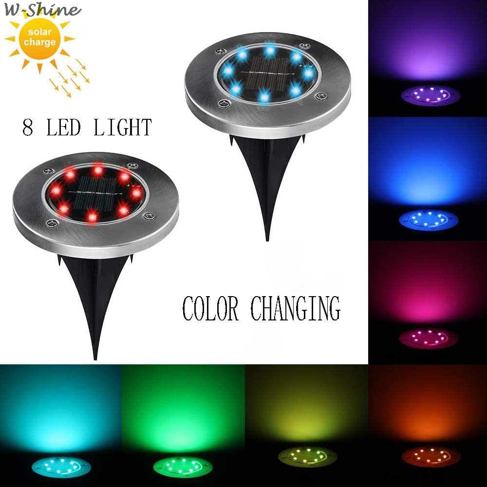 Lâmpada solar, à prova d&#39;água, 8 peças, iluminação para exteriores, luz de rua, jardim, decoração, subterrânea, escada, deck: RGB / 8 LED