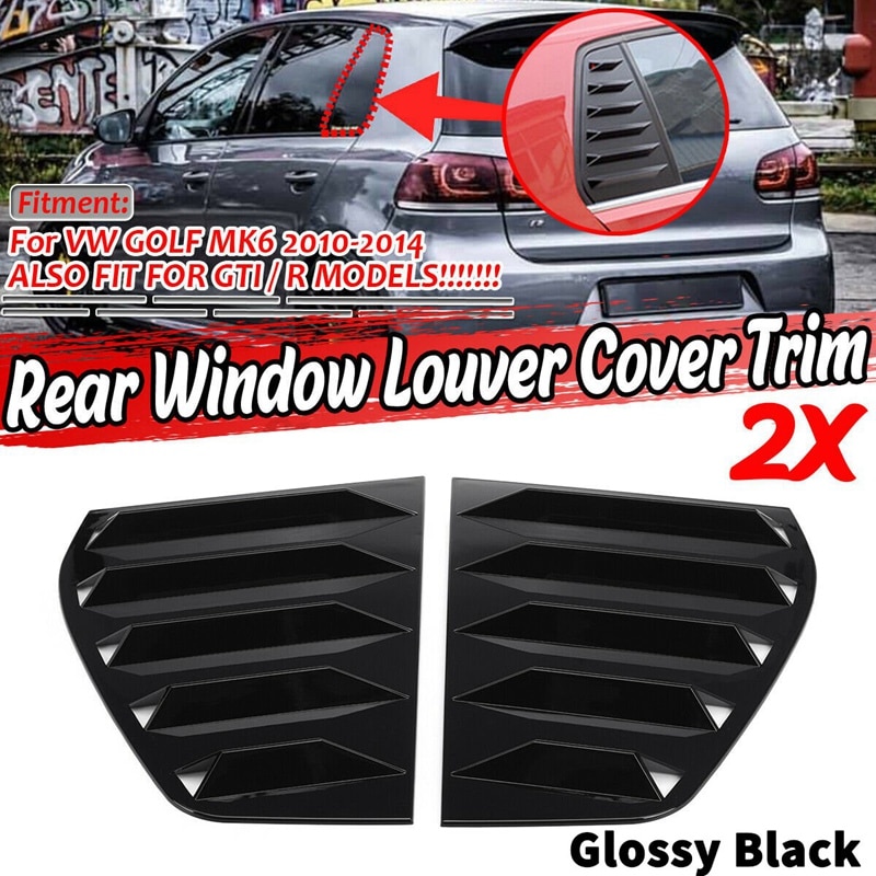 For-golf 6 mk6- r bagrude sidevindue lamel solafskærmning beklædning blank sort