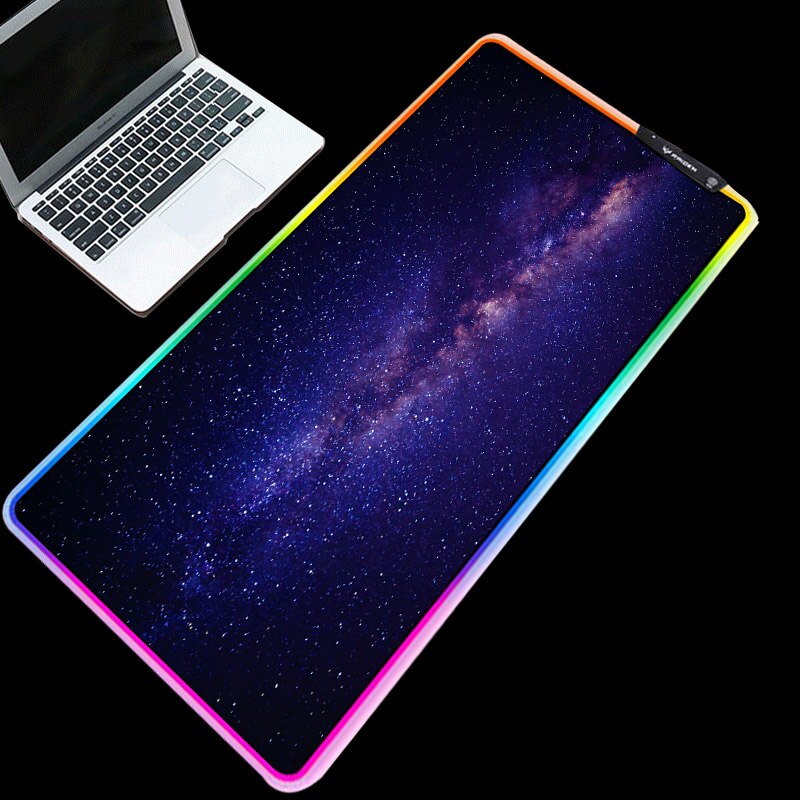 Mairuige grande taille rvb jeu tapis de souris Cool brillant LED couleur serrure caoutchouc univers galaxie USB clignotant ordinateur clavier tapis