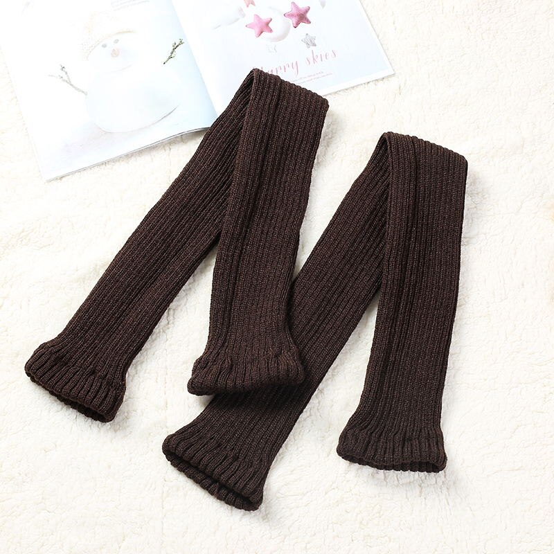Chaussettes Tube longues en tricot pour femmes, chauffe-jambes, couleur unie, Simple, très élastique, pour l&#39;extérieur, hiver, , doux, ,: brown