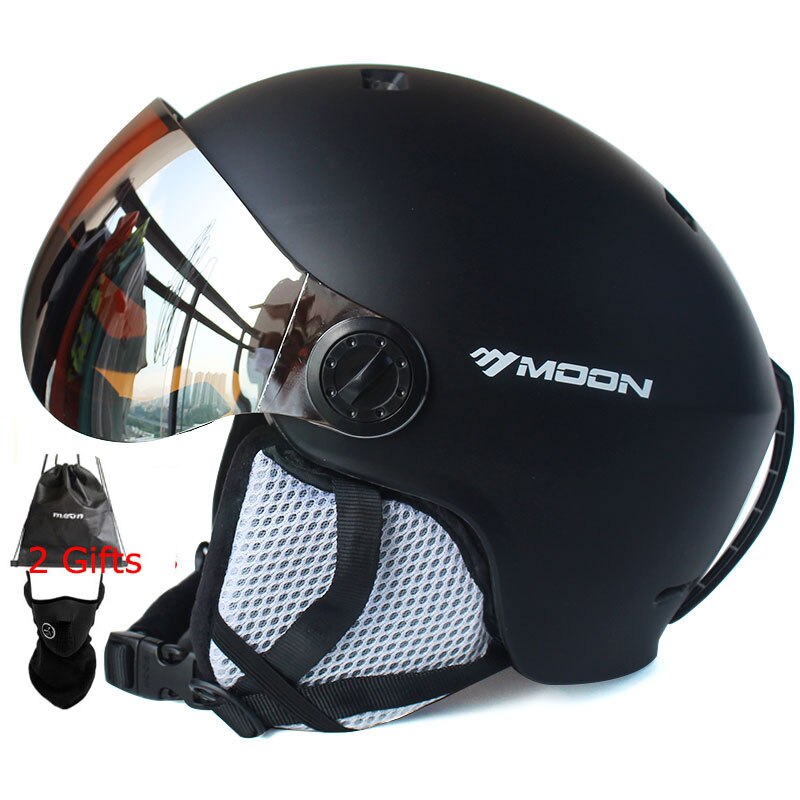 MOND Skifahren Helm Brille Integral- Geformten PC + EPS Hohe draussen Erwachsene Sport Ski Snowboard Skateboard Helme: Schwarz / M(55-58cm)