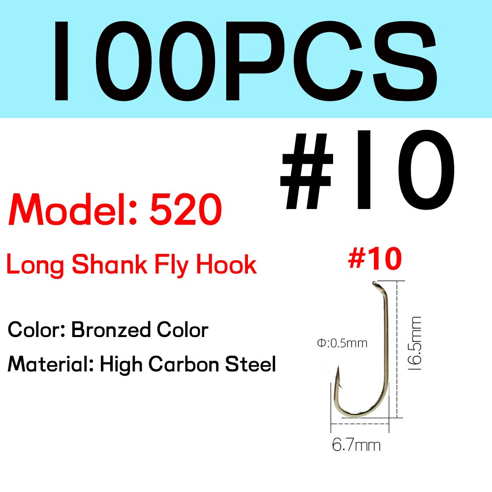 WIFREO 50/100 pièces hameçons de pêche à la mouche à longue tige sec, humide, nymphe et crevettes Caddis Pupa Streamer hameçon mouche attachant hameçon: MULTI