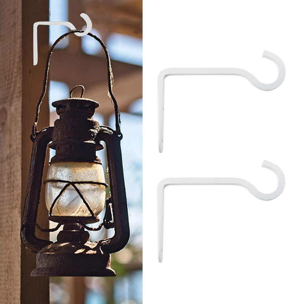 Support de lanterne mural en fer forgé, 2 pièces, support de panier, crochets pour pots de fleurs, plantes d'alimentation d'oiseaux: White