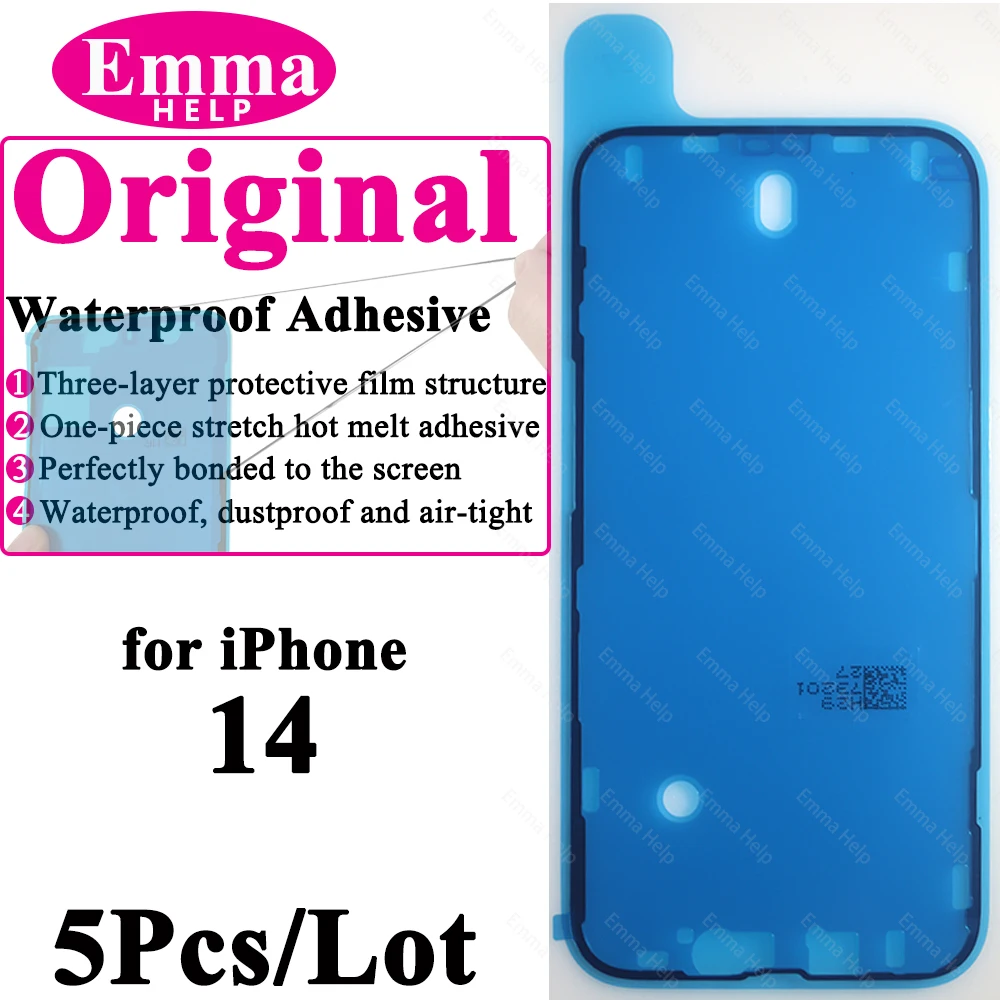 5 uds pegatina impermeable para iPhone 13 12 11 Pro Max 14Plus 3M adhesivo marco de pantalla LCD sello reparación adhesivo accesorios para iphone: Azul cielo