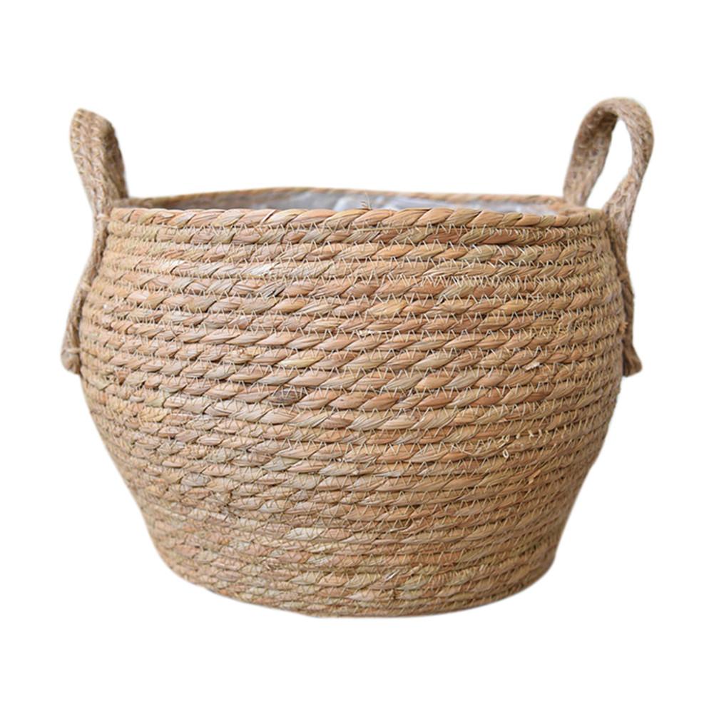 Handwoven Mand Hand Plant Mand Geweven Stro Mand Desktop Opbergmanden Voor Bloempot Vloer Indoor Plant Woondecoratie