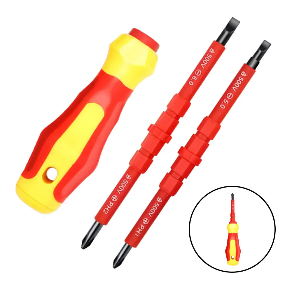 3-in-1 geïsoleerde schroevendraaierset PH1/PH2 multifunctionele schroevendraaier elektriciens kruisschroevendraaier bit gereedschapsset