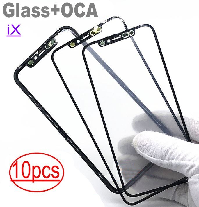 10pcs cold press 3 in 1 Front Screen Glass With Frame OCA For iphone 5 5s 6 6s 7 7g 8 8p X plus repair black white Replacement