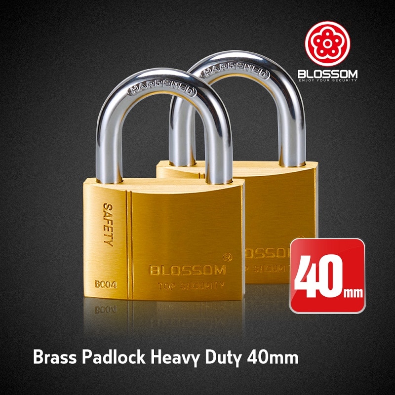 BLOSSOM 40cm Brass Padlock with Keys Heavy Duty Security Safely Lock Interior or Exterior Gates Sheds Lockers Bikes Tool Box