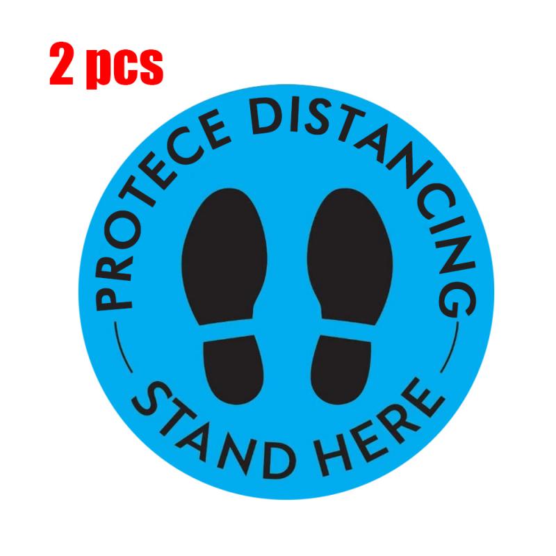 2pc Public PROTECE DISTANCING Floor Signs Stickers Keep 6 Feet Away Waterproof Safety Floor Signage For Entrances Checkout Lines: 2pcs blue