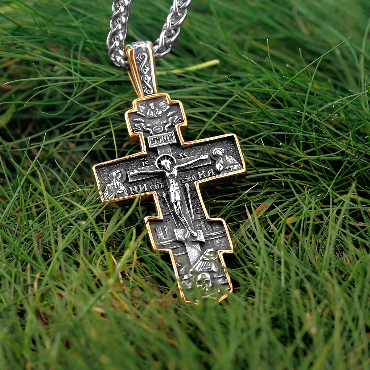 Vintage roestvrijstalen religieuze kruisketting mannen vrouwen christelijke Jezus hanger gemengde gouden kleur ketting sieraden cadeau
