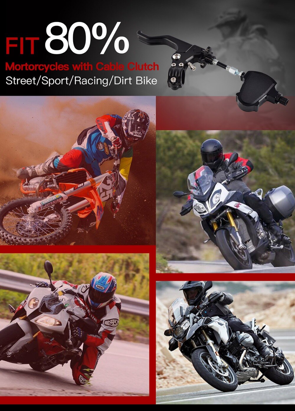 Levier d&#39;embrayage court, système de câble facile à tirer, pour Kawasaki Z650 Z750 Z900 Z800 Z1000 ZX6R ZX10R KX125 KX250 KX250F KX450F KLX