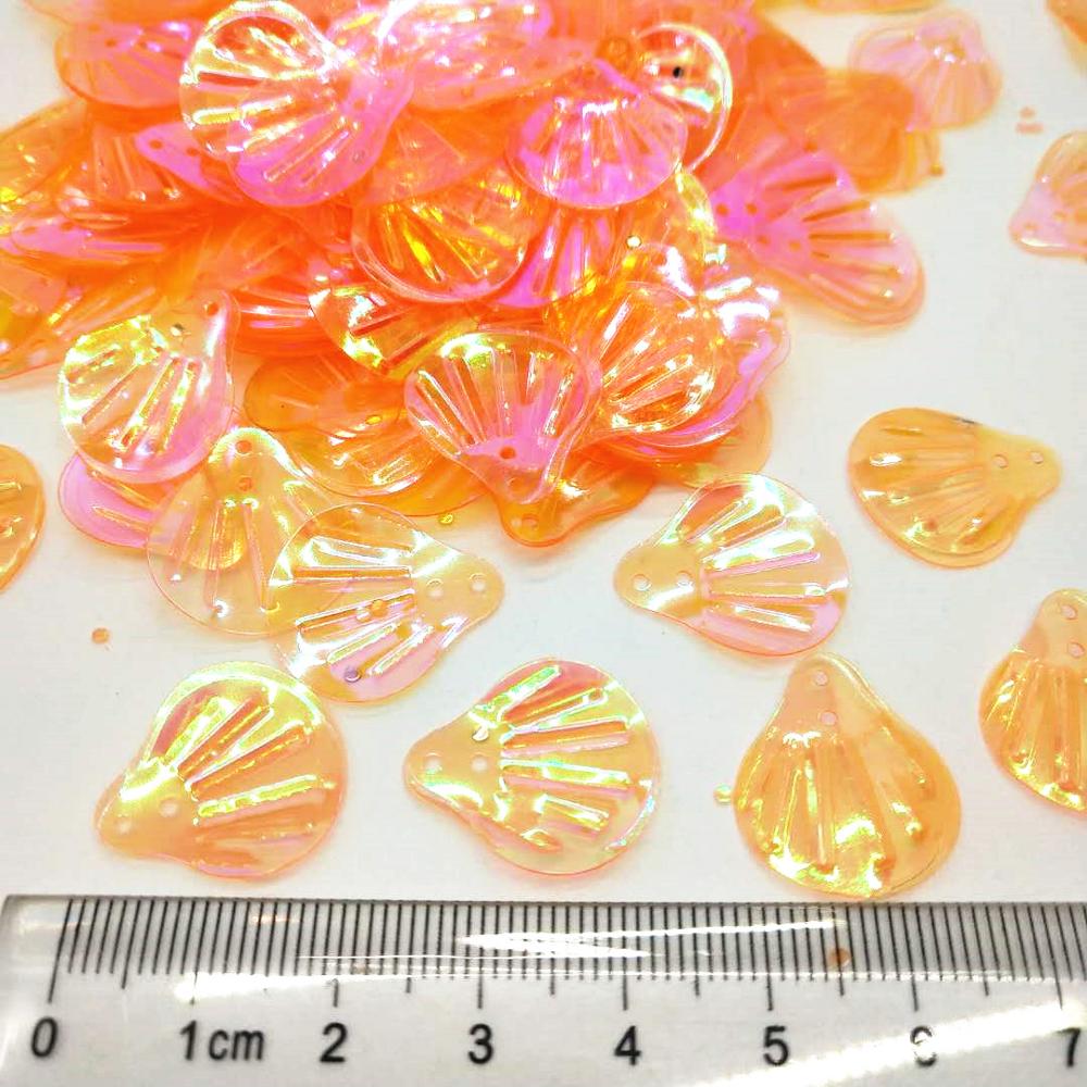 400Pcs 18Mm Grote Shell Pailletten Losse Pvc Pailletten Voor Ambachten Naaien Diy Accessoires Lentejuelas Transparant Oranje Ab