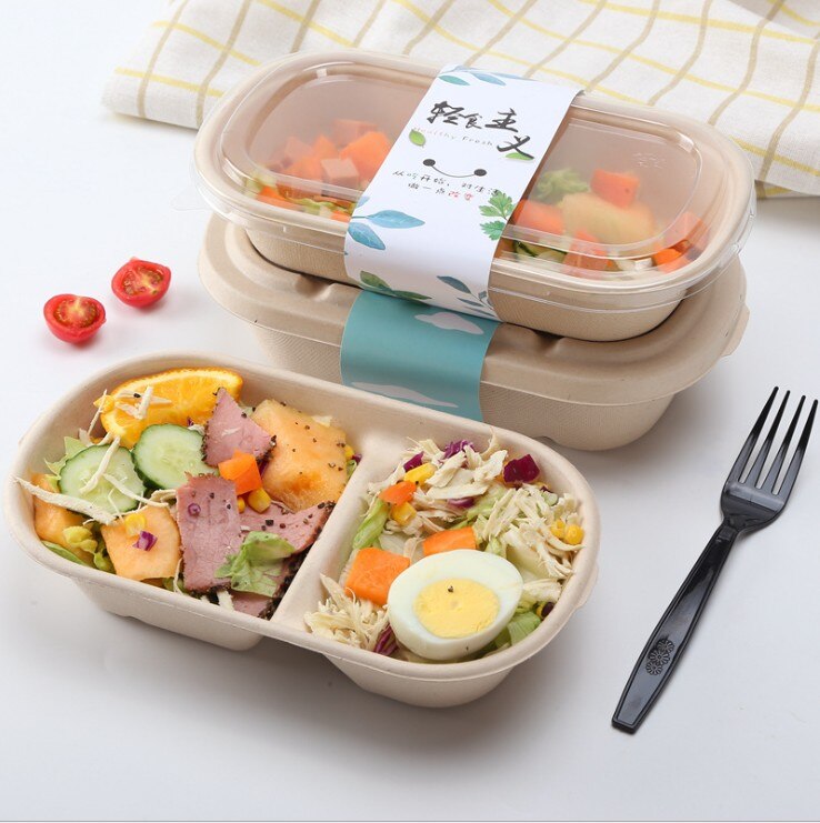 10 PCS Bento Box Eco-Friendly Lunch Box Food Container Disposable Pulp Microwavable Dinnerware Home Healthy Material Lunch Box