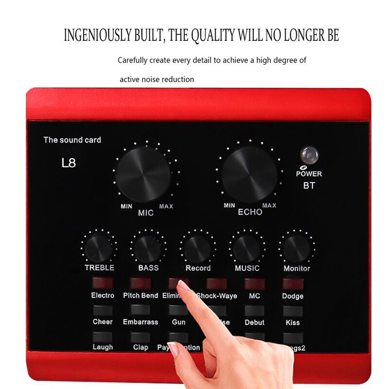 Live Sound Card, Karaoke Mixer, Recording, ligent Volume Adjustable o Mixer, Sound Card, Multiple Sound Effects