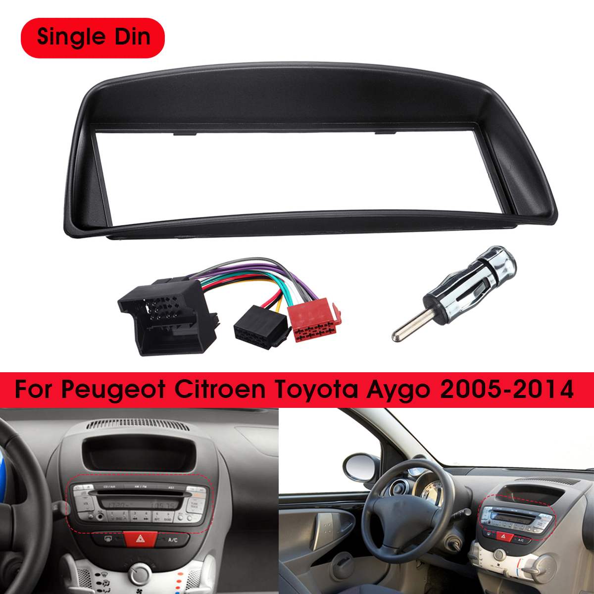 Auto Stereo Radio Dashboard Plaat Frame Cd Panel Dashboard Audio Frame Voor Toyota Aygo Voor Citroen C1 Voor Peugeot 107: 3