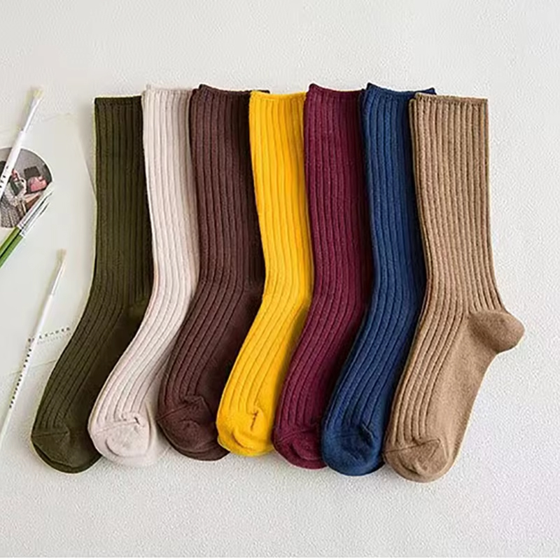 Chaussettes Coréennes Noires et Roses en Coton Solide pour Femme, Bas Rétro pour Étudiantes, Automne-Hiver, 1 Paire