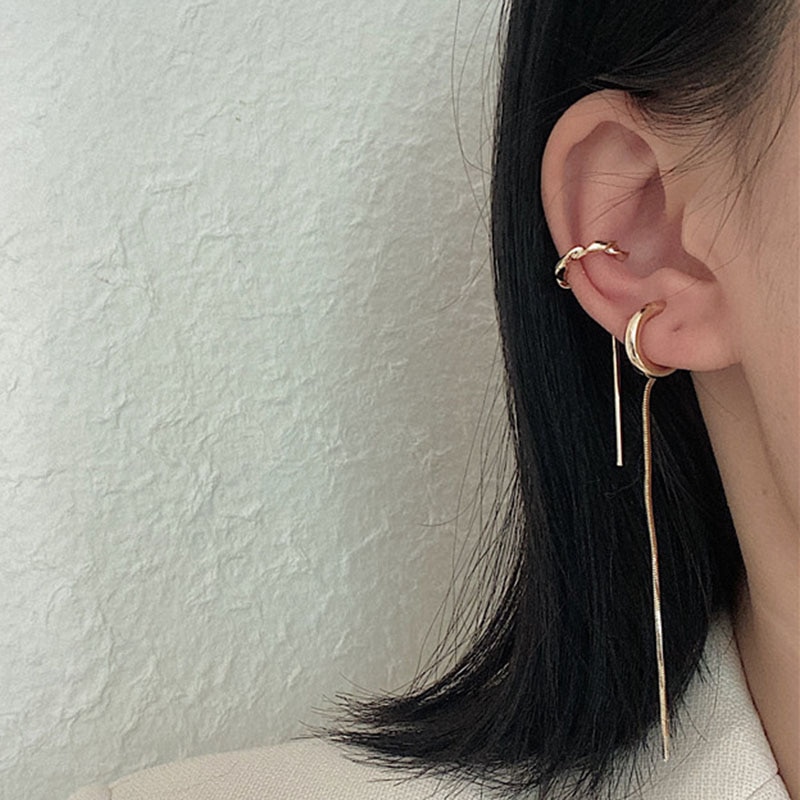 Smarte øreløse ørering guld cirkel øre manchet klip på øreringe uden piercing øre manchet med kvast øreringe kvinder smykker
